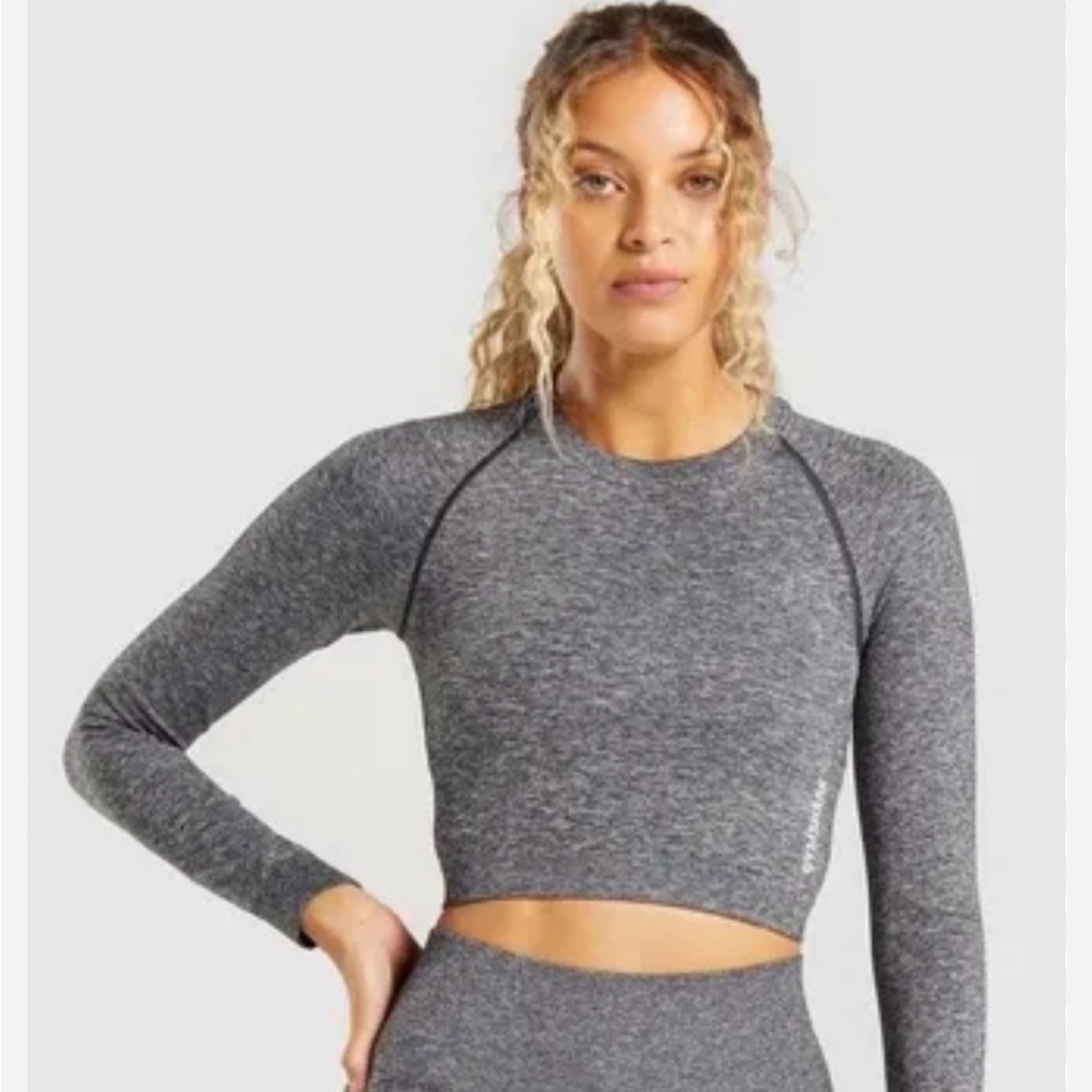NWOT Gymshark Adapt Marl Gray Long Sleeve Crop Top